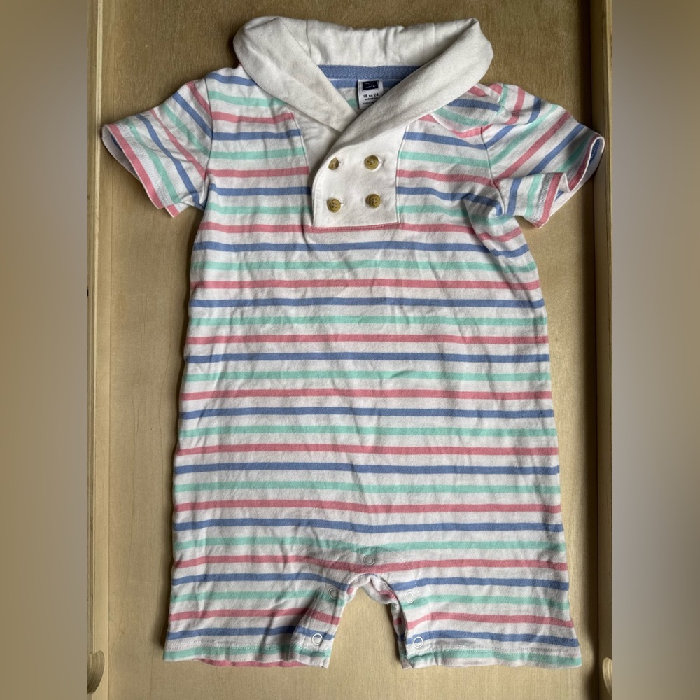 Janie and Jack Striped Shawl Collar 1-Piece